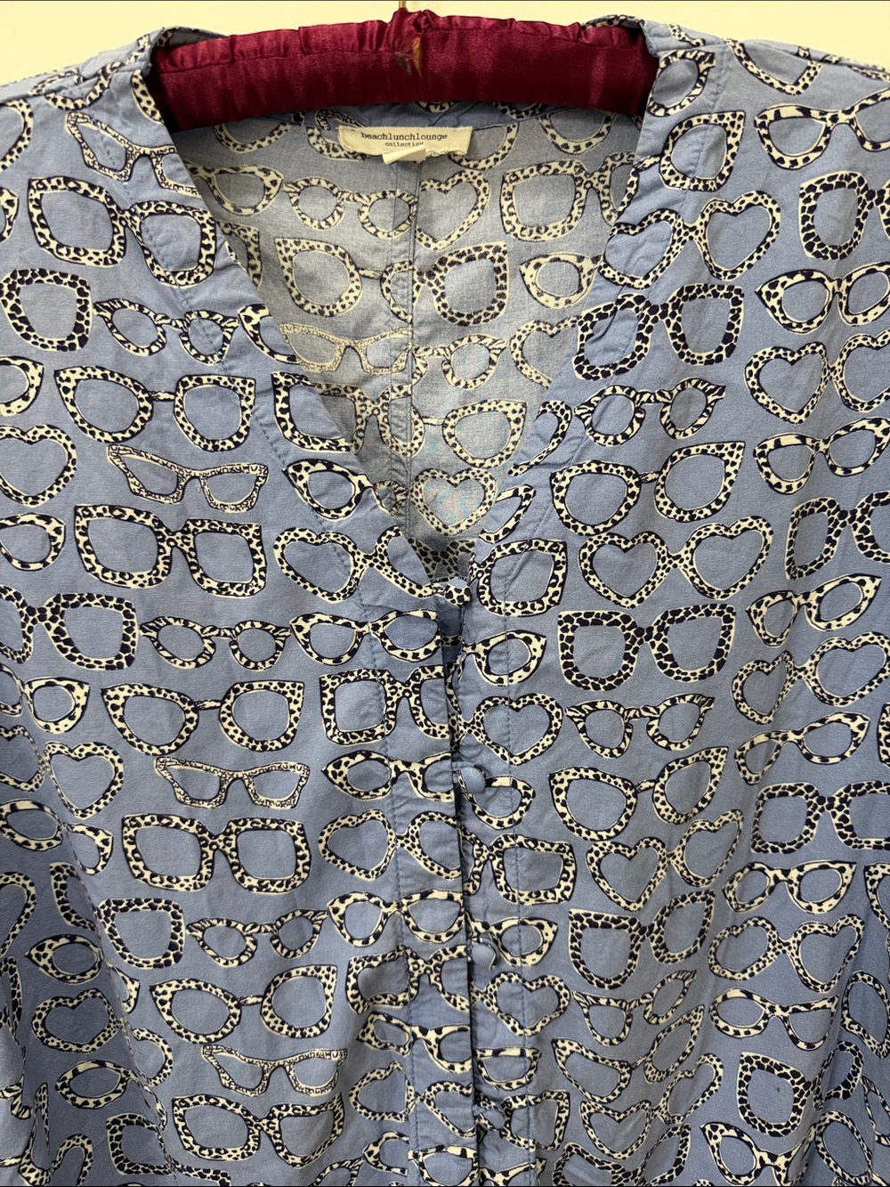 beachlunchlounge Light Blue Printed Tie-Front Blouse - Picture 3 of 5